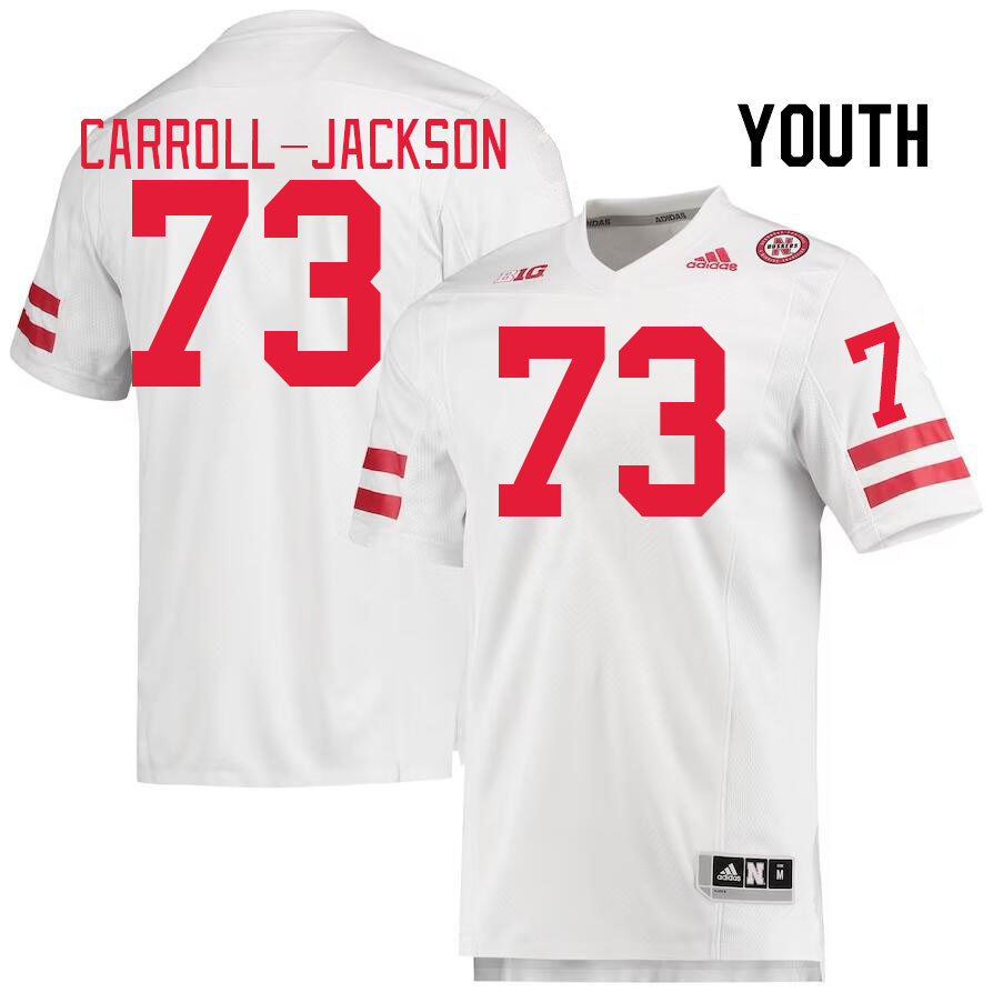 Youth #73 Vincent Carroll-Jackson Nebraska Cornhuskers College Football Jerseys Stitched Sale-White - Click Image to Close